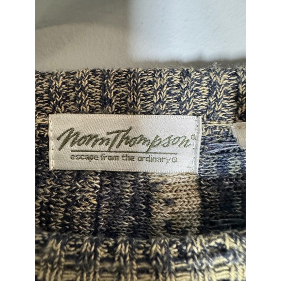 Norm Thompson Mens Sweater L Cable Knit Striped Textured Crew Neck Pullover - Picture 3 of 8